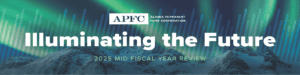 "Illuminating the Future" in text above the aurora in Alaska.