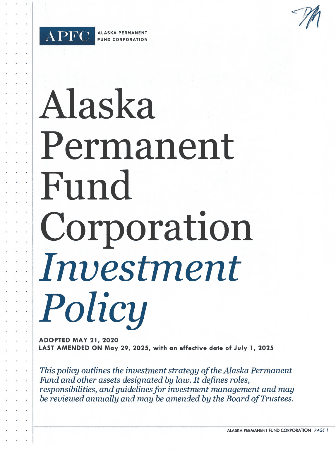 Investment Policy cover