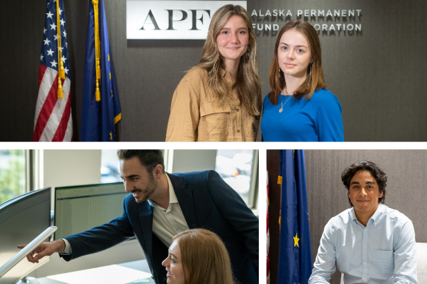 Photo Collage with three photos featuring 5 Summer Interns from 2025, 2024, and 2023 